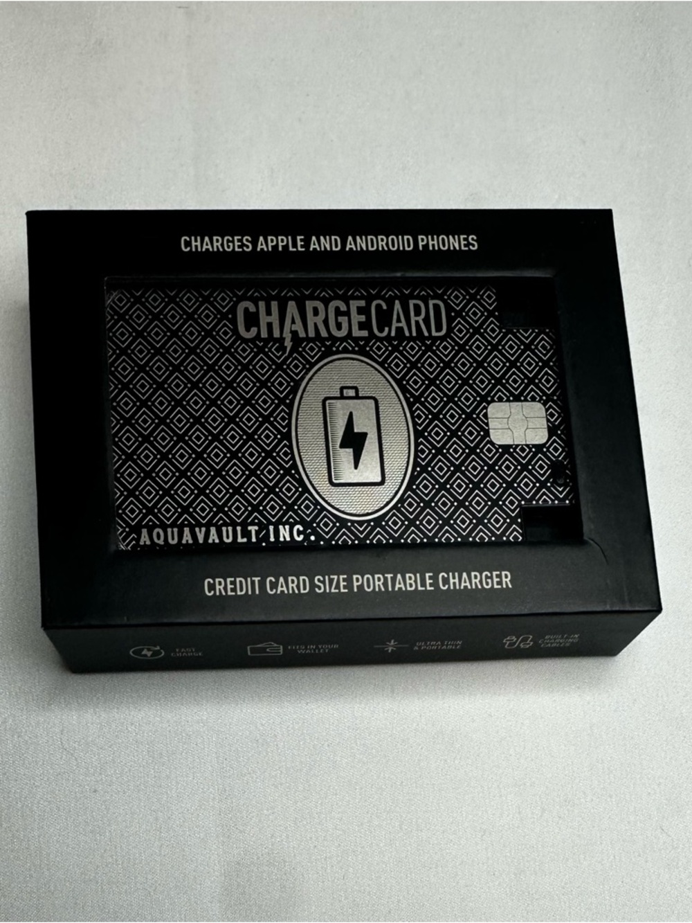 ChargeCard Credit Card Size Portable Charger - Black & Silver